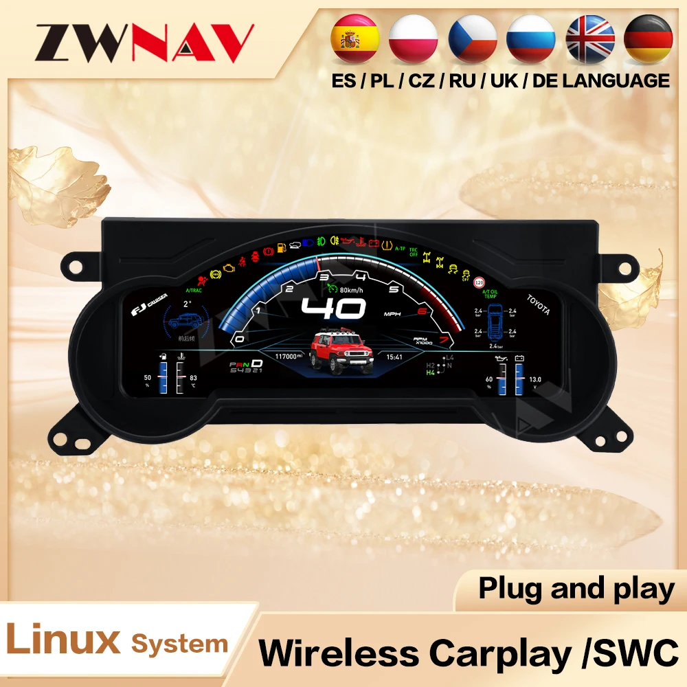 

2025 Update for Toyota FJ 2007-2022 Virtual Cockpit Digital Cluster Car Odometer Screen Dashboard LCD Speed Meter