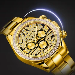 GUANQIN Luxury Tiger Di Week Month Gold Watch 100M Waterproof Mechanical Sapphire Men's watches With Drill Steel shell Man watch