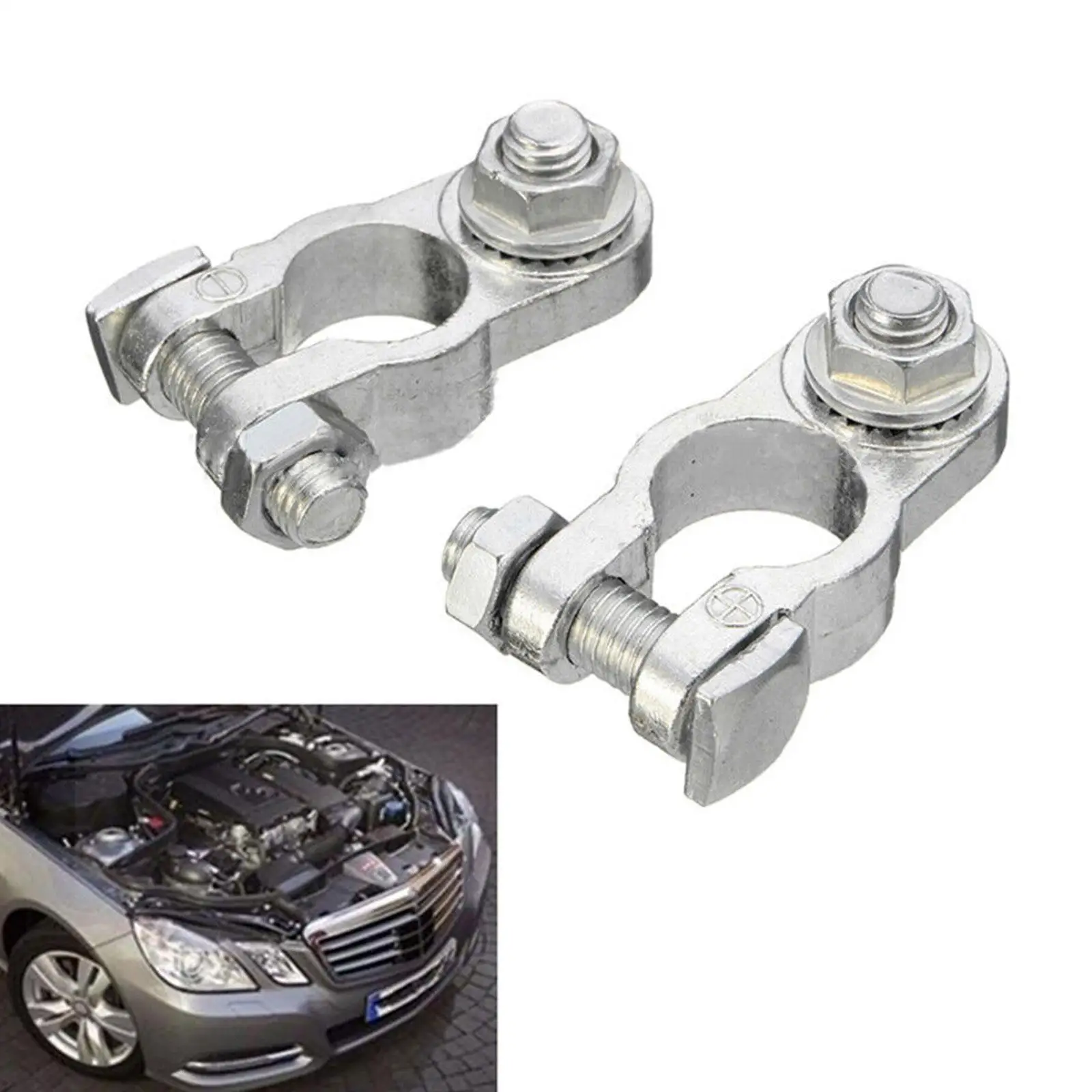 1Pair Car Battery Terminal Clamps Adjustable Conductive Motorcycle Type Stud Negative Car Positive Boat Caps Duty Heavy Cab X9X7