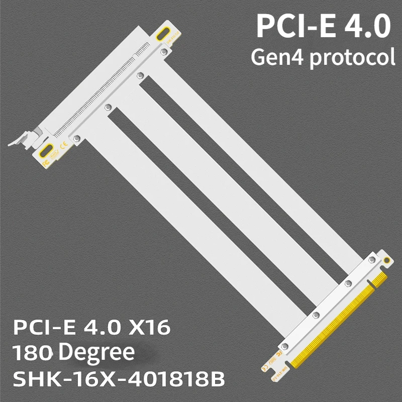 White High-End PCIe 4.0 Riser Cable 180° GPU Mount Display Card PCI Express X16 GEN4 Extender Video Cards For GTX RTX Series GPU