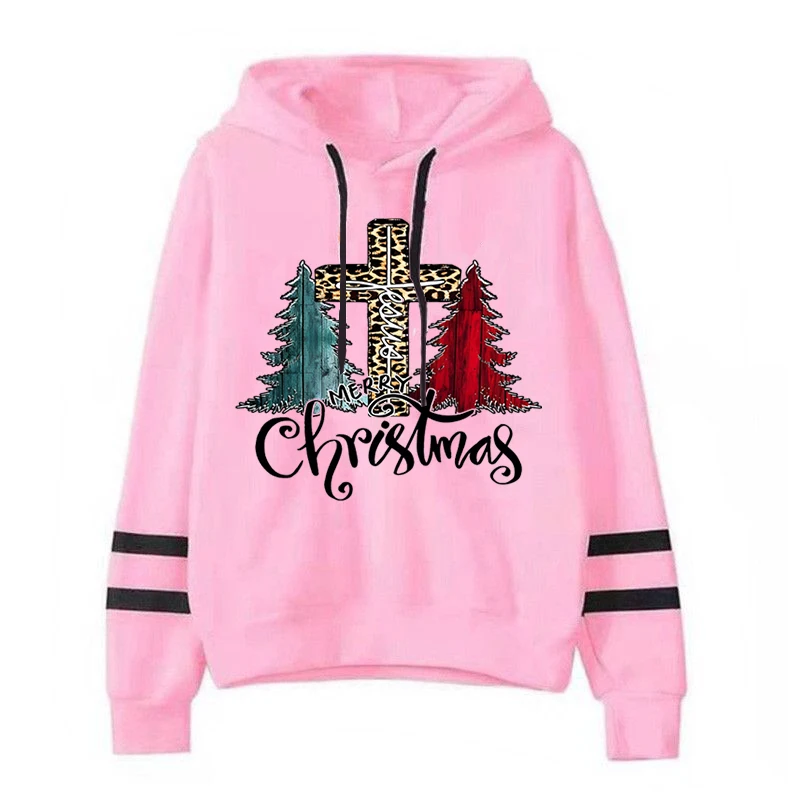 

Merry Jesus Christmas Leopard Cross Hoodies Autumn Winter Fleece Sweatshirts Men Women Harajuku Hoody Hip Hop Hooded Sweatshirts