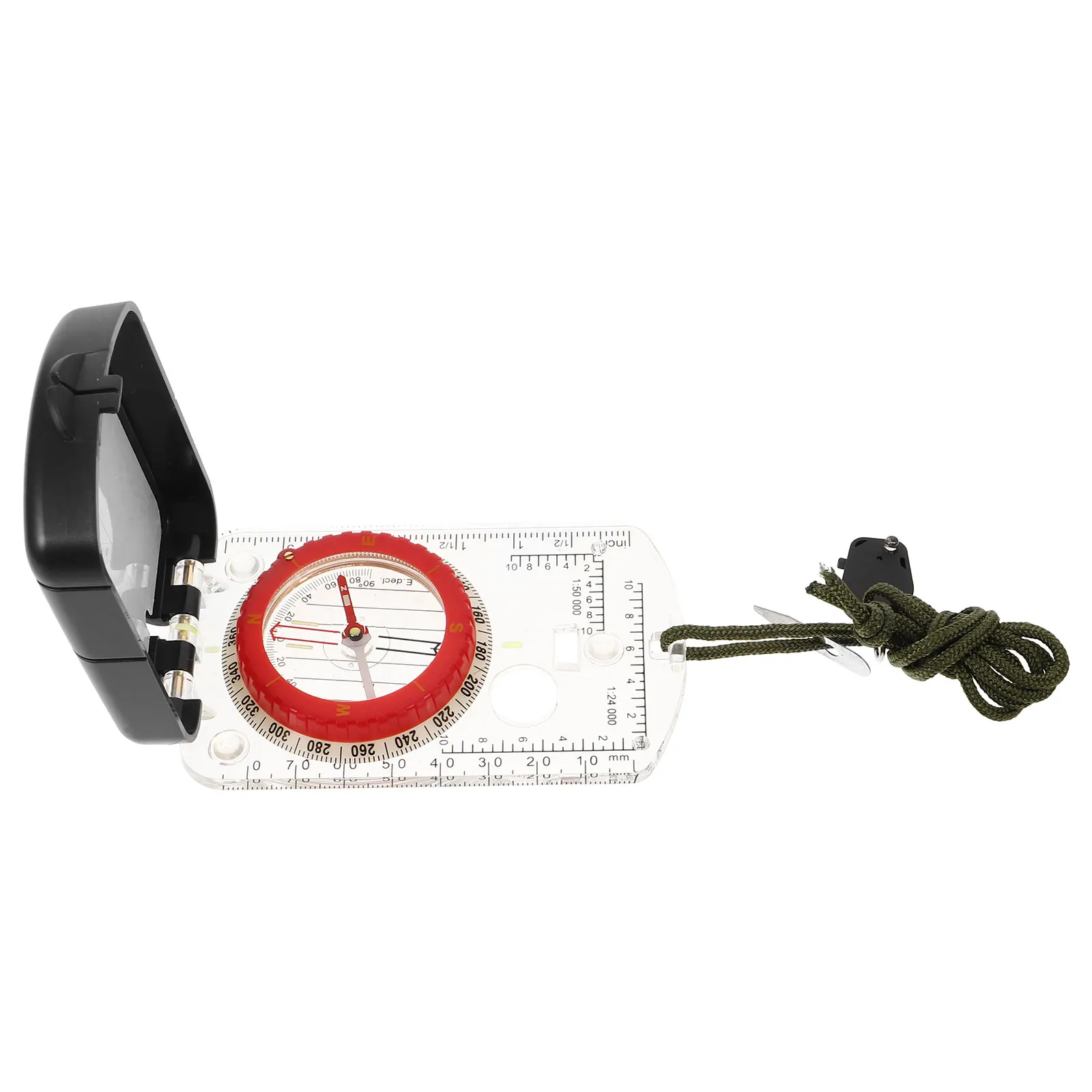 

Compass Ruler Mirror Hiking Camping Accessory Outdoor Supply Navigation Tool for Pocket