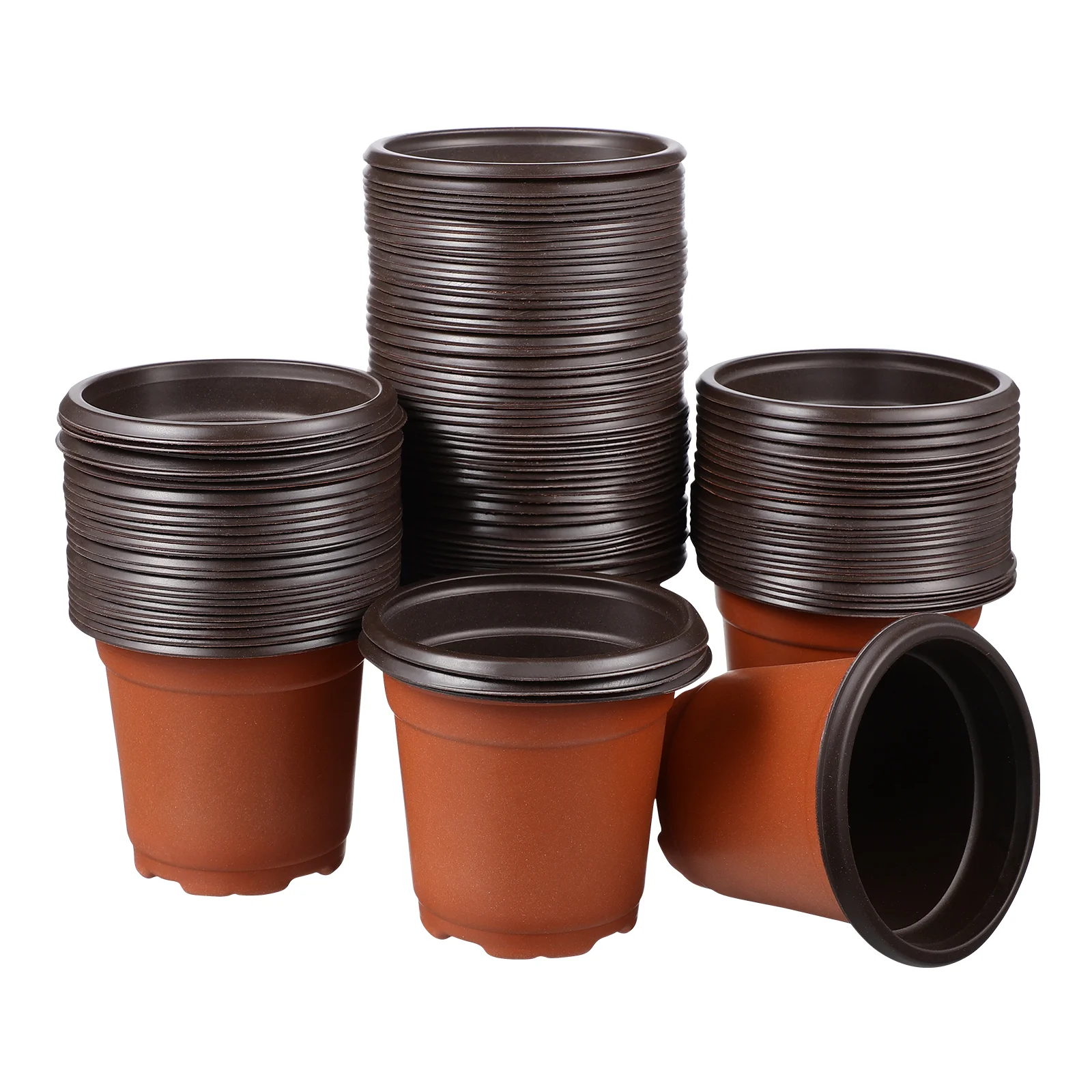 

100 Pcs Plant Pots with Drainage Holes and Saucers Flower Planter Indoor Garden