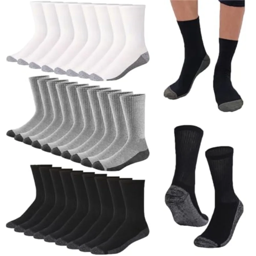 

20 Pairs Crew Athletic Socks for Men Moisture Wicking Cushion Crew Socks for Sport Running Traveling