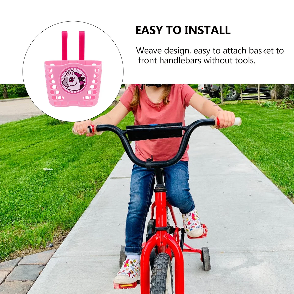 

Plastic Detachable Kids Bike Front Basket Storage Basket Lightweight Scratch Resistant Handlebar Hanging Bike Container