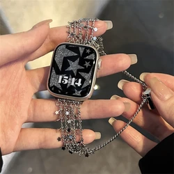 Y2K Woman Metal Strap For Apple Watch Band Ultra 2 44 40 45 41MM Tassel Star Replacement Bracelet iWatch 4 5 6 SE 7 8 9 49mm