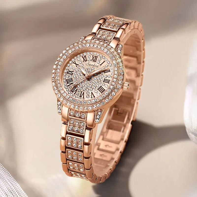 New Gold Women Watches Creative Steel Women Bracelet Wrist Watches Ladies Fashion Waterproof Female Relogio Feminino