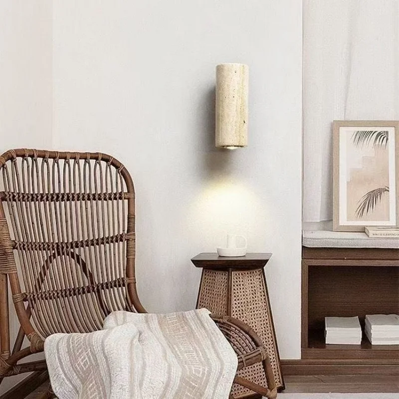 

Yellow Cave Stone Wall Lamp Bedroom Bedside Living Room Background Wall Lamp Japanese Wabi Sabi Style Corridor Lighting Fixture