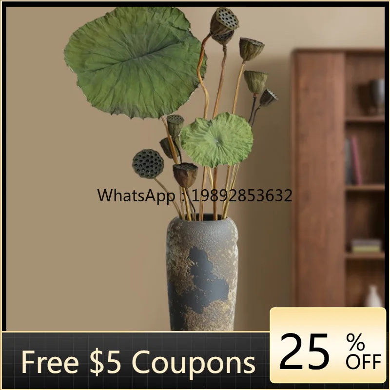 LYY New Chinese Zen Style Flower Arrangement Lotus Pod Lotus Dried Flower Bouquet Living Room Decoration Real Flower