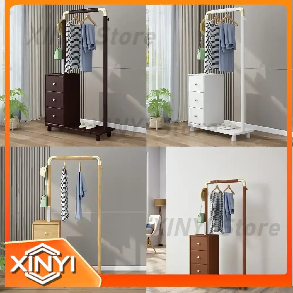 Modern Simple Home Night Light Coat Rack for Bedroom Storage Cabinet Floor Standing Drawer Cabinet for Chinese Style Living