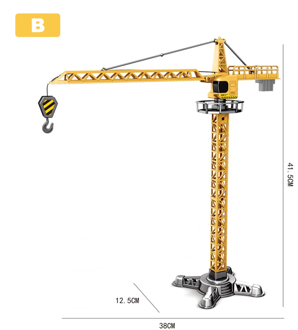Ingegneria della lega pressofuso gru a torre modello di costruzione classico caricatore di veicoli trattore escavatore giocattoli per ragazzi regalo