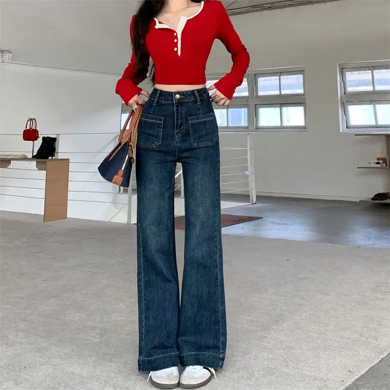 

High Waist Wide Leg Denim Jeans for Women plus Size Spring Summer New Style Slimming Floor-Length Big Size Jeans Dnim Pants