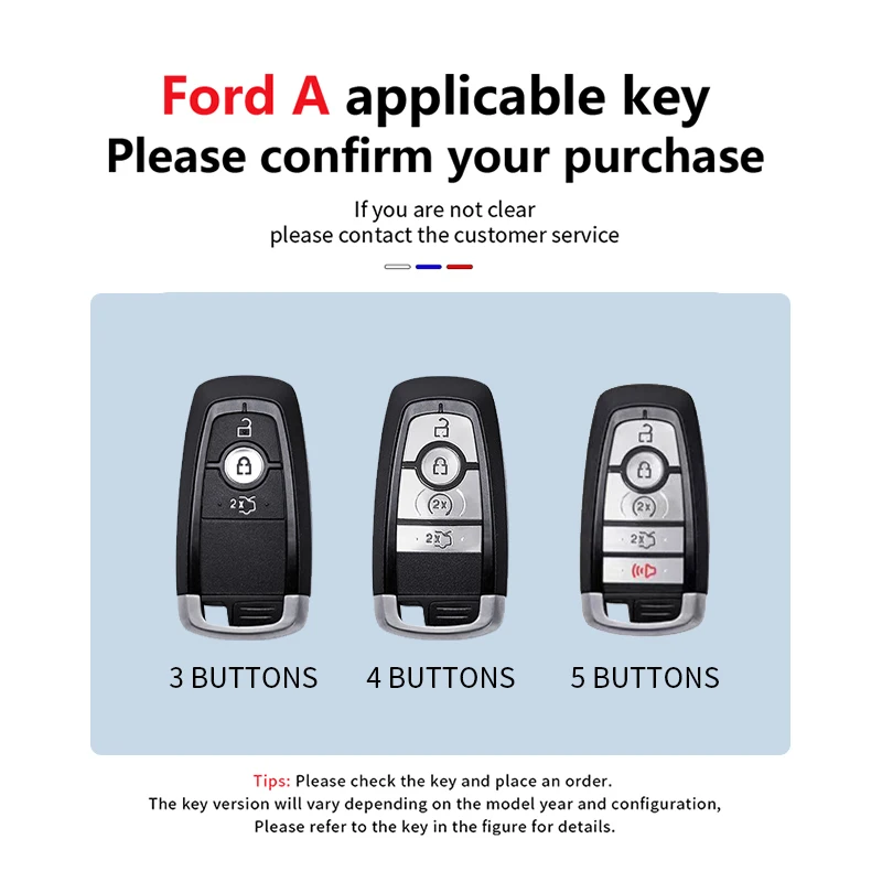 3/4/5 Buttons Alloy Car Key Case Cover for Ford Explorer Mustang Fusion Escape F150 F250 F350 F450 F550 Ford Raptor 2020 2021