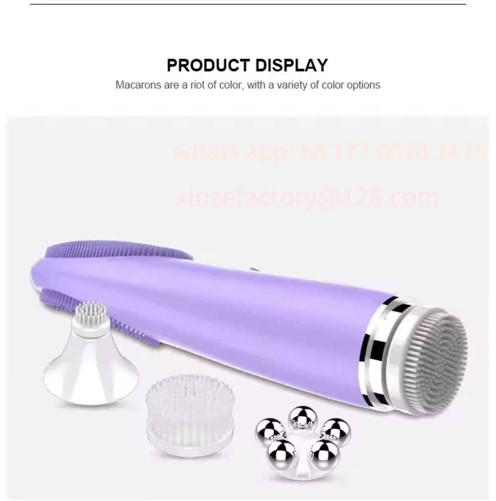 Customizable Roller massager facial skin care tool home use facial cleansing brush with multiple tips brush roller massager