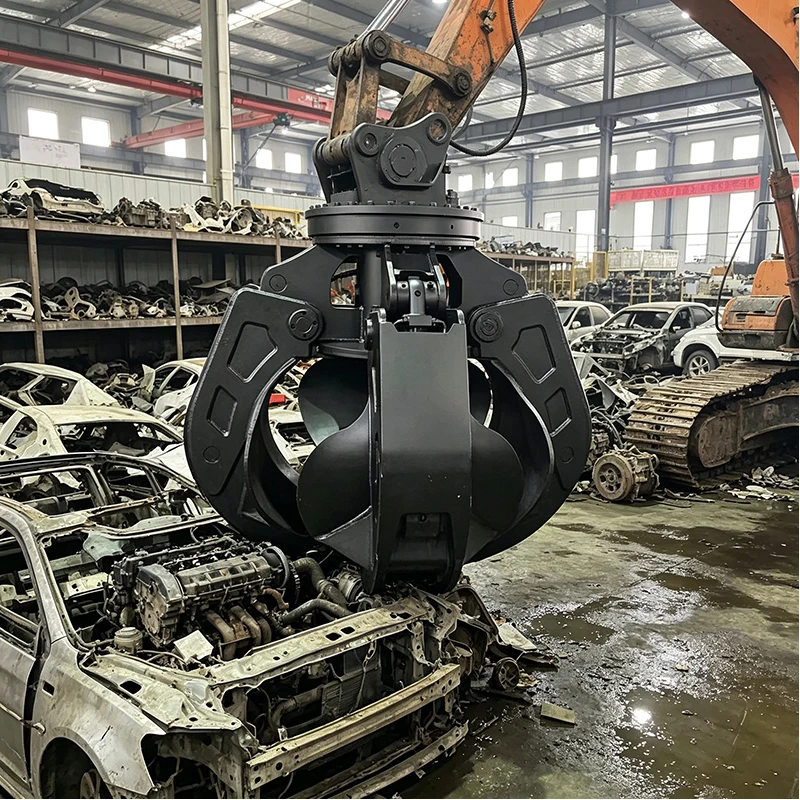 Hydraulic Orange Peel Grapple for Excavator Heavy Duty Grab Attachment for Construction Debris Scrap Steel and Waste Handling