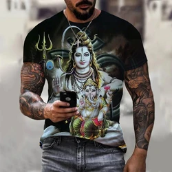 2022 New Fashion 3D Printing Indian God 5 Popular Printed Shirts Men's Harajuku Style Casual Short Sleeve Loose Plus Size Trend