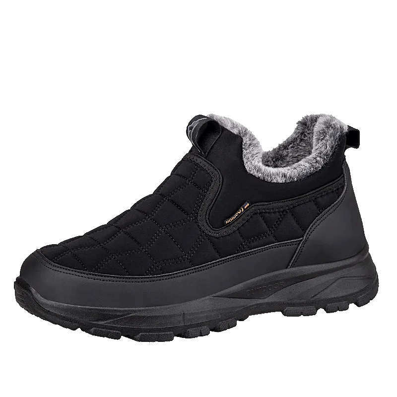 ​Men's Walking Shoes Elderly Outdoor Cotton Shoes Winter Suede Snow Boots Mid Top Soft Sole Anti Slip Boots Zapatillas Hombre