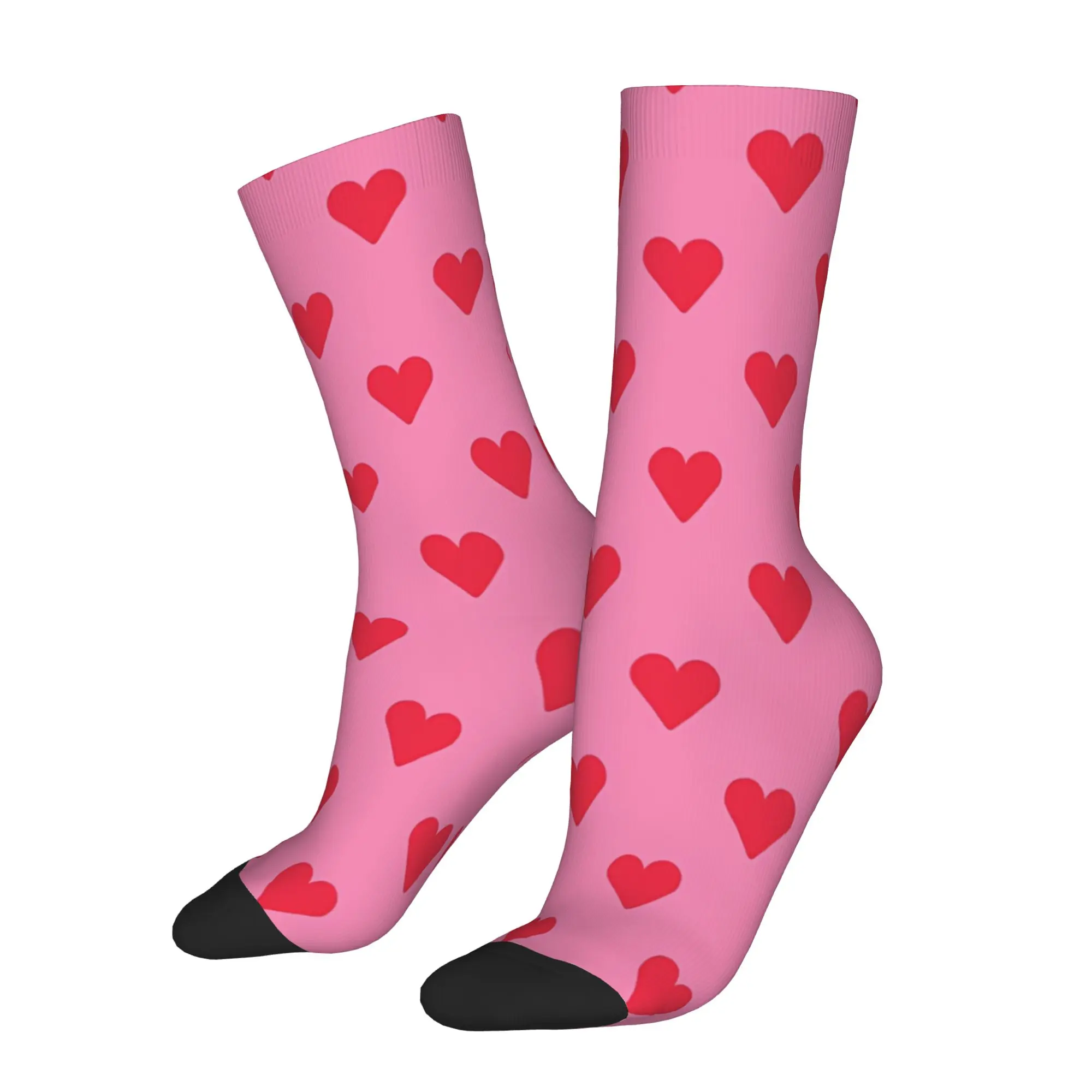 

1 Pair Funny Sock Pink Heart Valentine Rock Quality Pattern Printed Men Crew Socks Casual Men's Socks