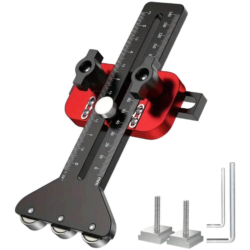 Table Saw Fence Roller Guide Plate Made of Aluminum Alloy Black Red Color with 2.7 to 8.1 inch Adjustment Range