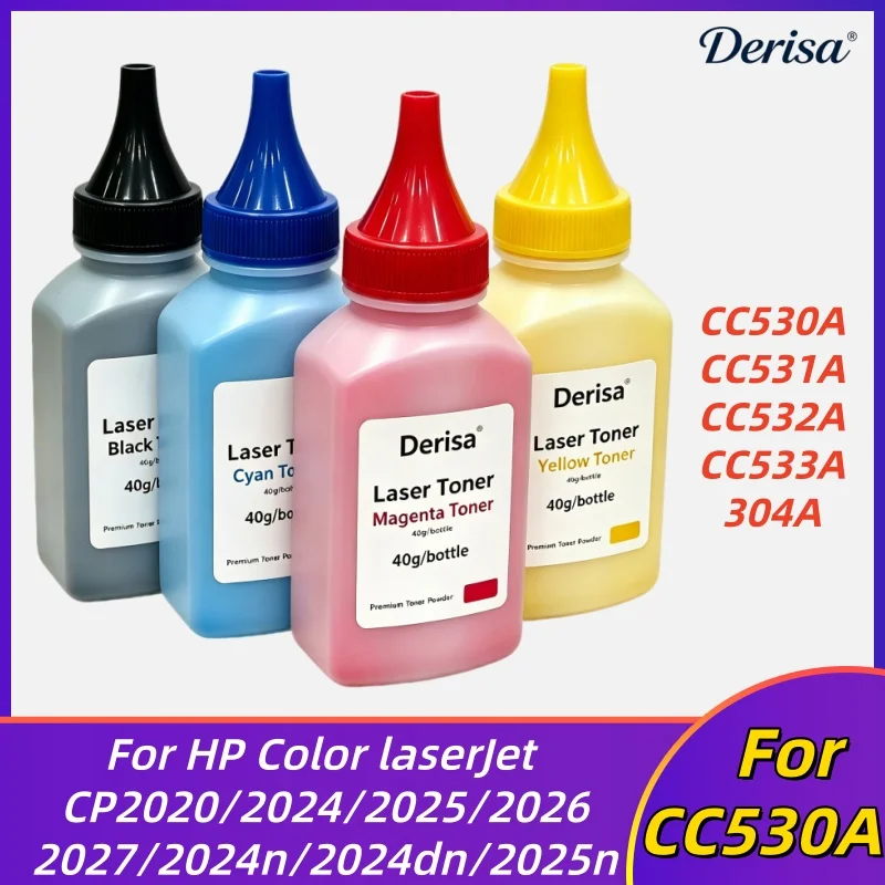 40g/pc Toner Powder CC530A CC531A CC532A CC533A 304A for HP LaserJet Color CP2025x CP2026n Dn CP2027n CM2320 Cartridge
