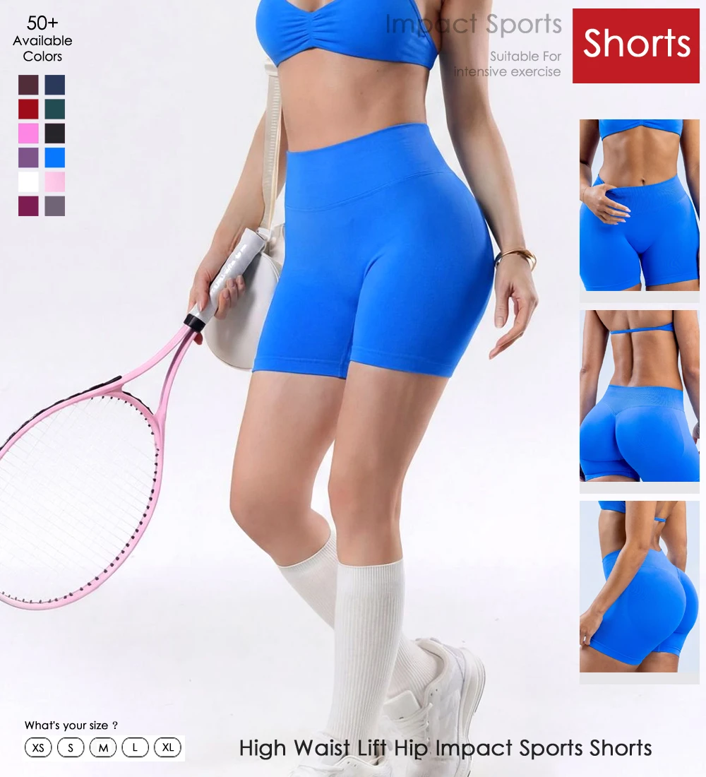 

Impact Sports Shorts Women Gym Shorts Low Waist Seamless Yoga Shorts Workout Biker Short Stretch Fitness Short