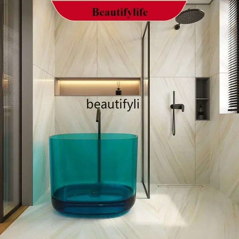 YL  Resin crystal transparent bathtub color pure resin freestanding bathtub hotel bathtub factory wholesale