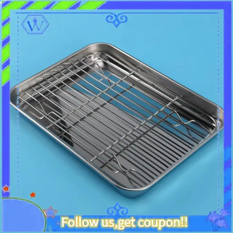 

A55P-4Pcs 9-дюймовый набор подносов для духовки и полки для тостера, небольшая форма для выпечки из нержавеющей стали с охлаждающей стойкой