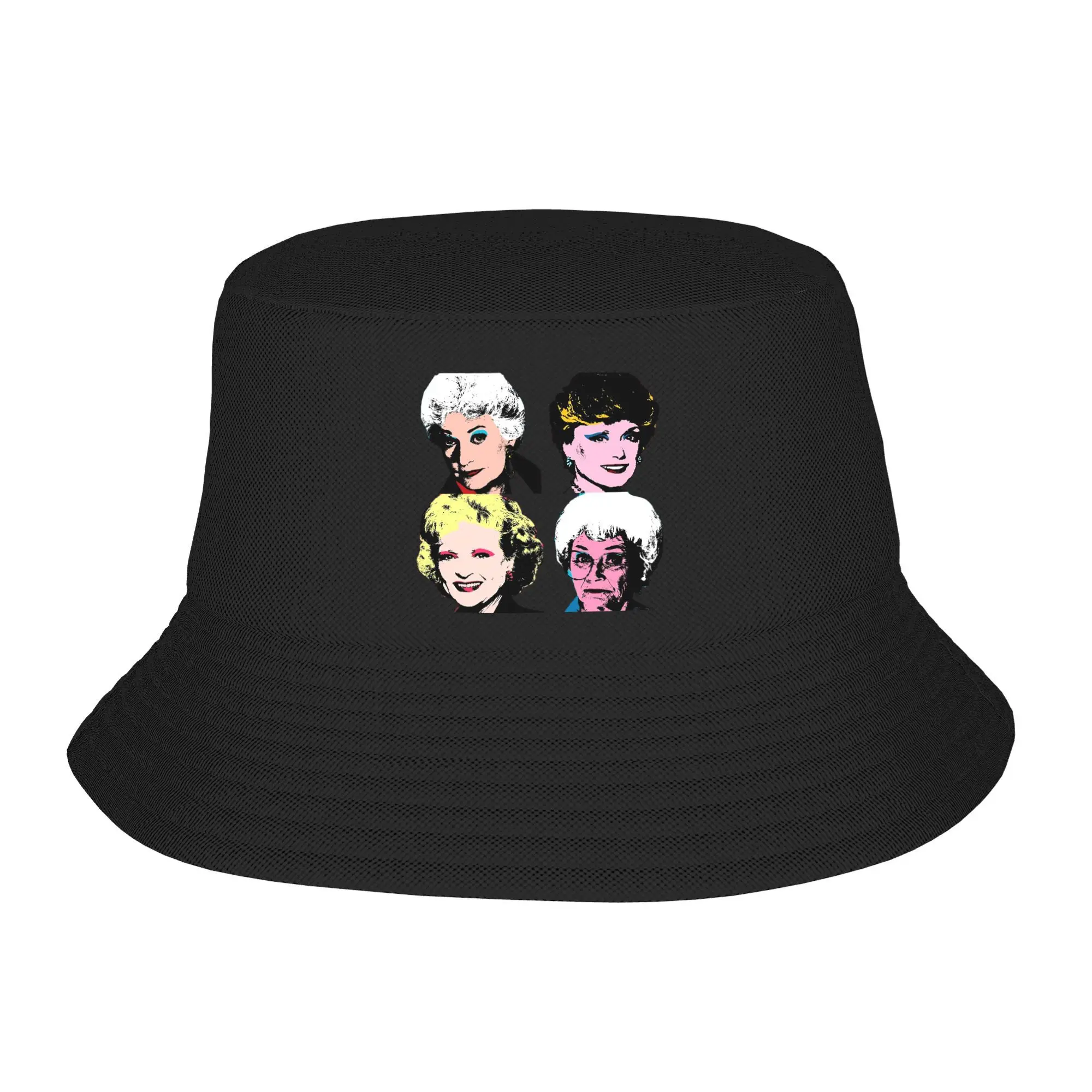 

Панама-ведро для девочек Golden Warhol, панама для мужчин и женщин, шляпы боб, уличная мода, двусторонняя для лета, пляжной рыбалки, кепки унисекс