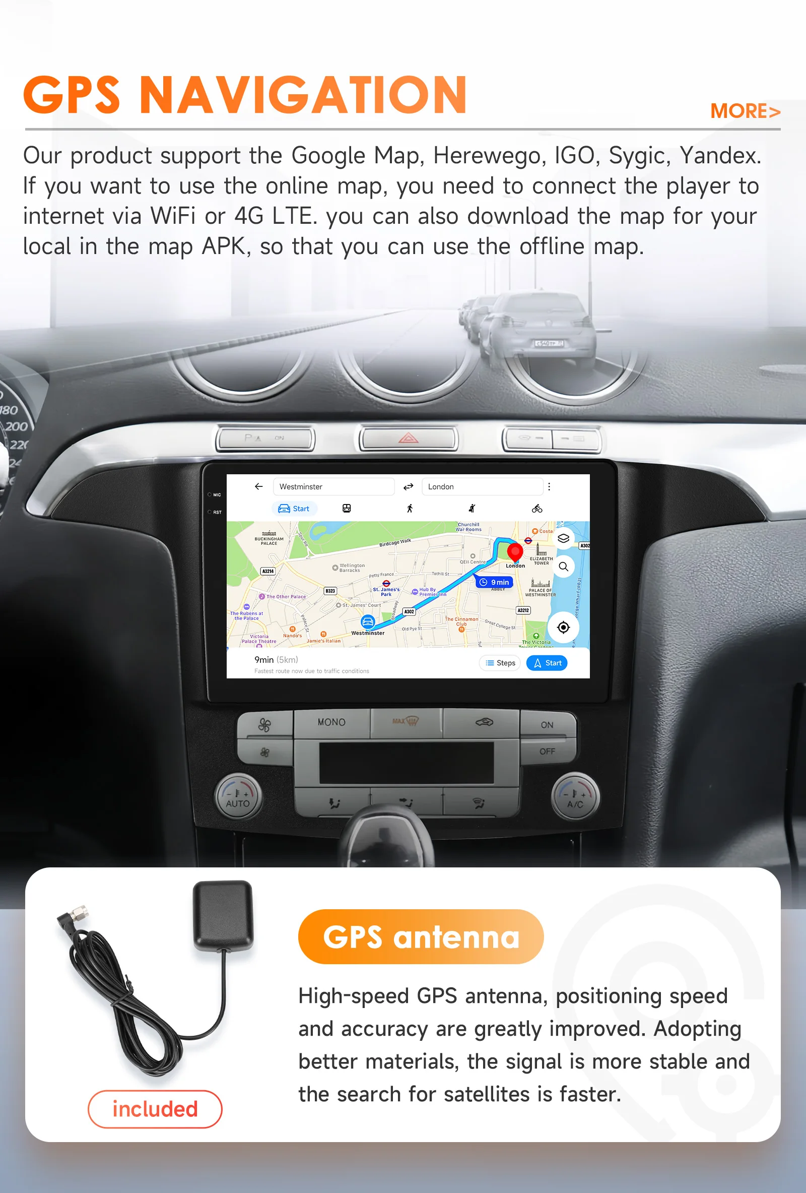 Hizpo 9" 2 Din Android Auto Radio for Ford S-Max S Max 2007 - 2015 Auto AC CarPlay 4G Car Multimedia GPS 2 Din Autoradio 6115 RDS