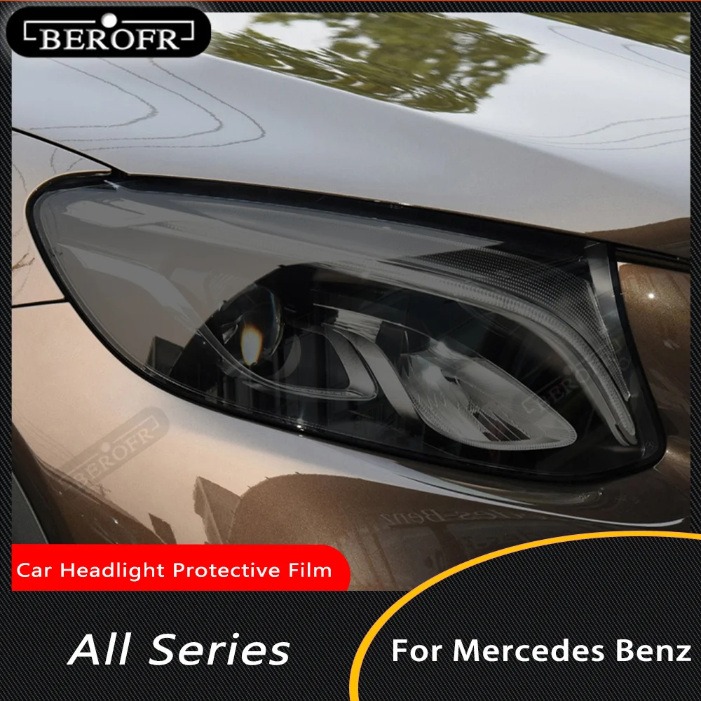 Newest For Mercedes Benz A C E GLC GLA CLA GLS GLE Class W177 W205 W213 Car Headlamps TPU Smoked Black Headlights Protector Film