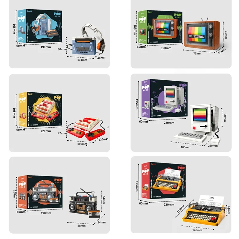 DIY MOC Creative Ideas Retro Typewriter Computer TV Building Blocks Classic Game Machine Radio MOC Model Kit Toy Adults Gift Kid