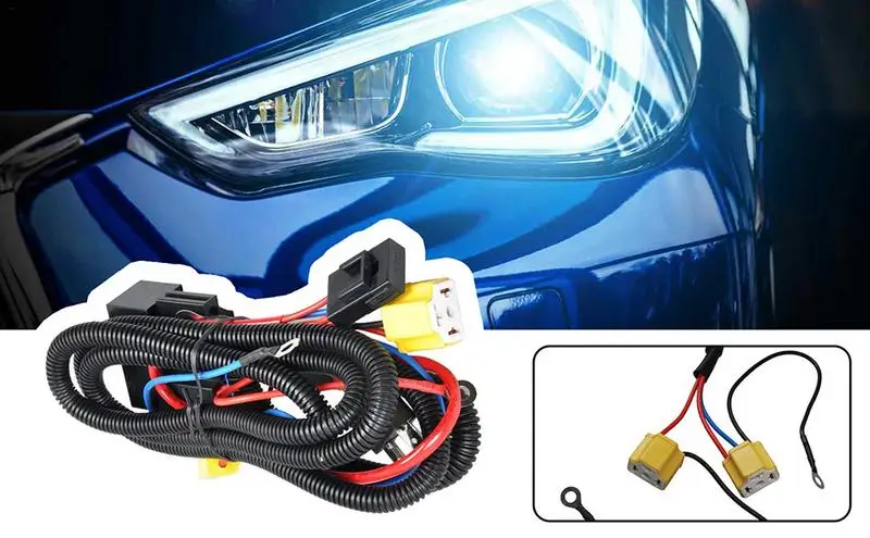 Car Headlight LED Light Brightness Booster Wiring Harness Kit H4 Halogen Wire Harness Car Headlight Wire Harness Light Enhancer