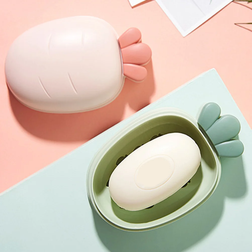 

4pcs Carrot Soap Box Holder Large Size Drainage Bathroom Creative Design Plastic Dish Sponge Container Travel Sink