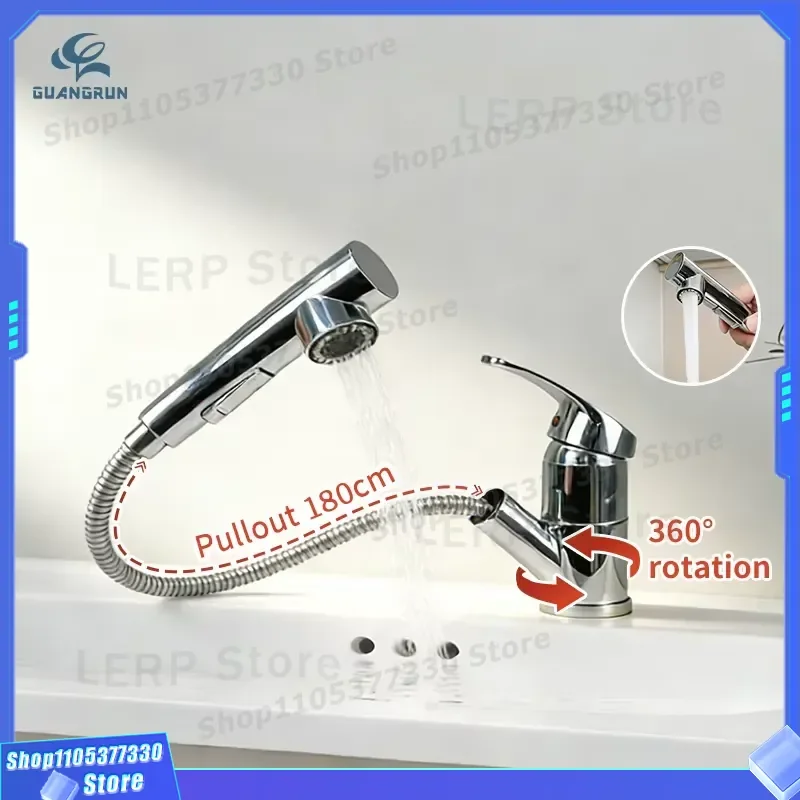 Luxury Stainless Steel Pull Out Faucet Hot Cold Water Mixer Foldable Kitchen Tap for RV Marine Boat Interior Accessories
