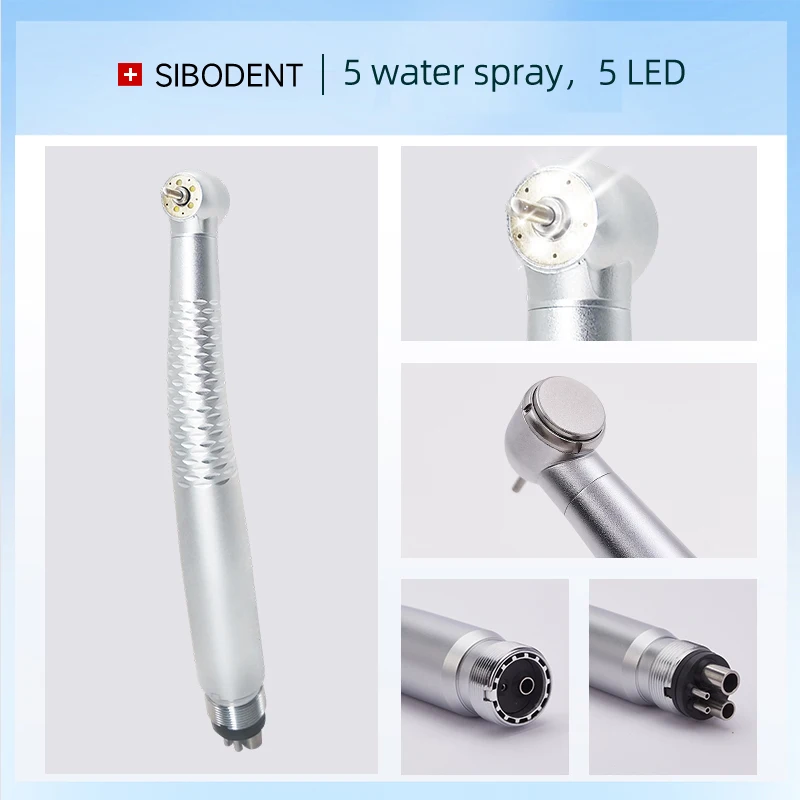 5-LED Shadowless LED High Speed Turbina Handpiece Dental Air Turbine Polishing Kits Whitening Tools Dental Material Tools