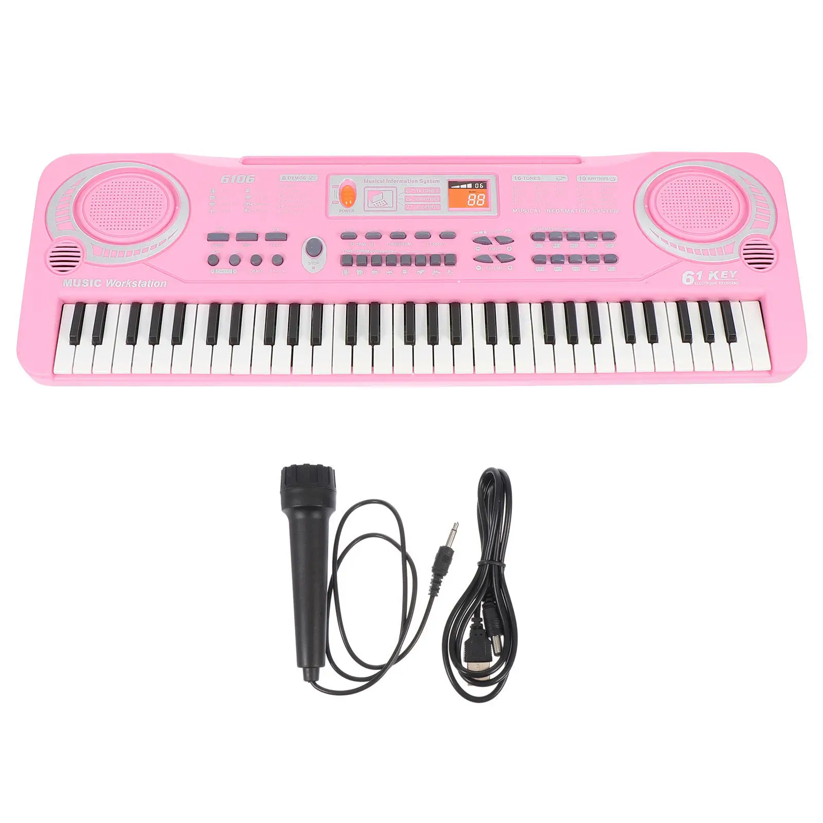 

1Pcs Pink 61-Note Electronic Piano Keyboard Kids Musical Plaything High-Durability ABS Material Music Interest Cultivation