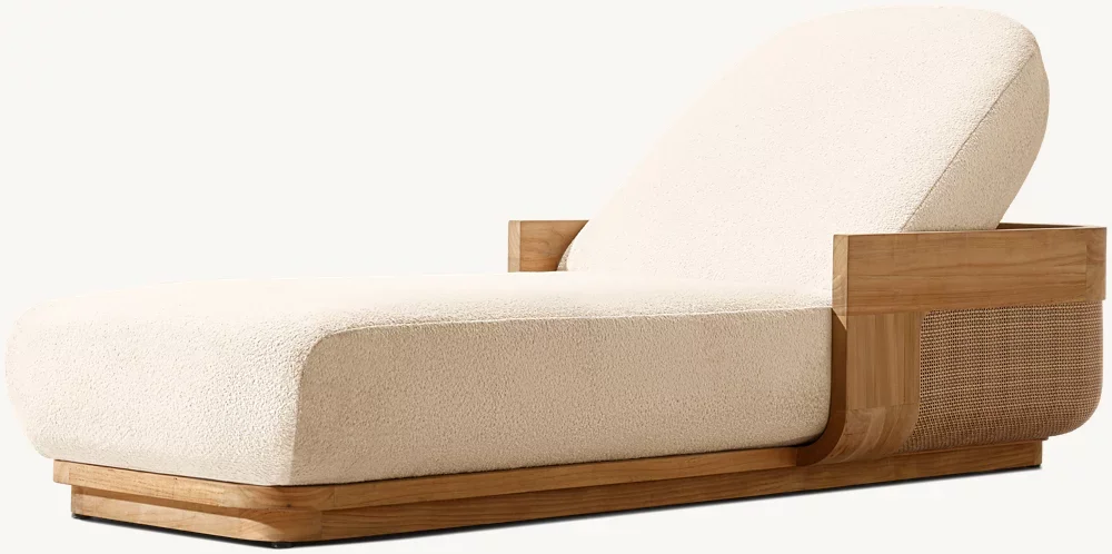 

Modern Designer Teak Wood Outdoor Sun Chair For Courtyard Park Or Hotel-Comfortable Sofa Bed Lounger