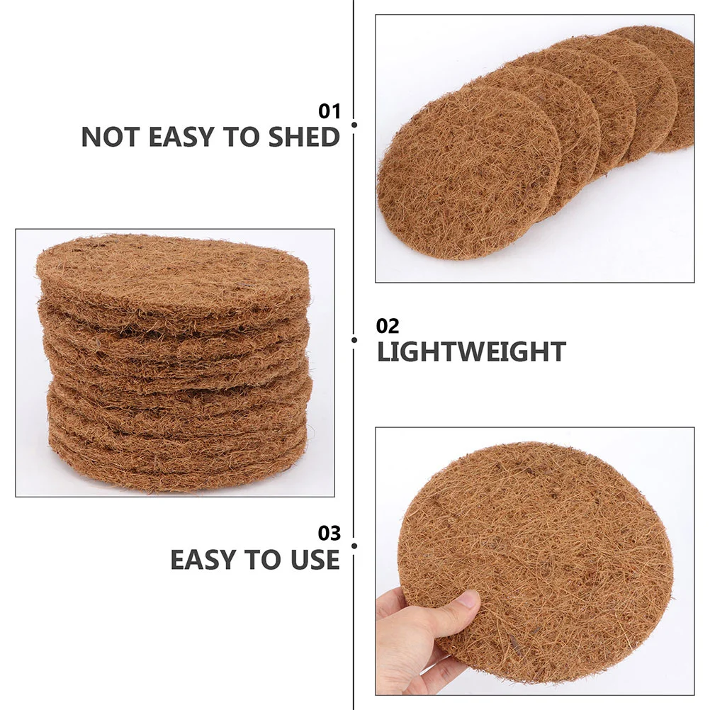 10pcs Nesting Mats Parrots Breeds Nests Nest Mats Coconut Fiber Natural Mat Pigeon Nesting Mat Flowerpot Mat Pet Nesting Tools