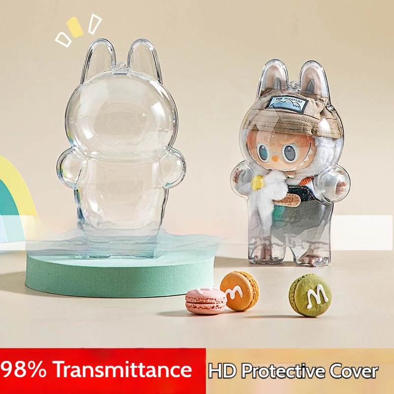 

Suitable For Labubu Protective Cover Hd Hard Shell, Transparent Shell Macaroon Dust Cover For Sitting Party.