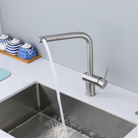 Nickel 304 Stainless Steel Kitchen Sink Faucet Single Hole Single Handle Rotatable Hot And Cold Mixed Water Wash Sink Tap