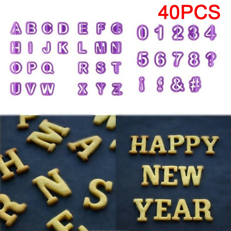 40pcs/set Alphabet Cake Molds Figure Plastic Letter Fondant Mold Cookie Cutter Number Cake Mould Baking Decorating Tools