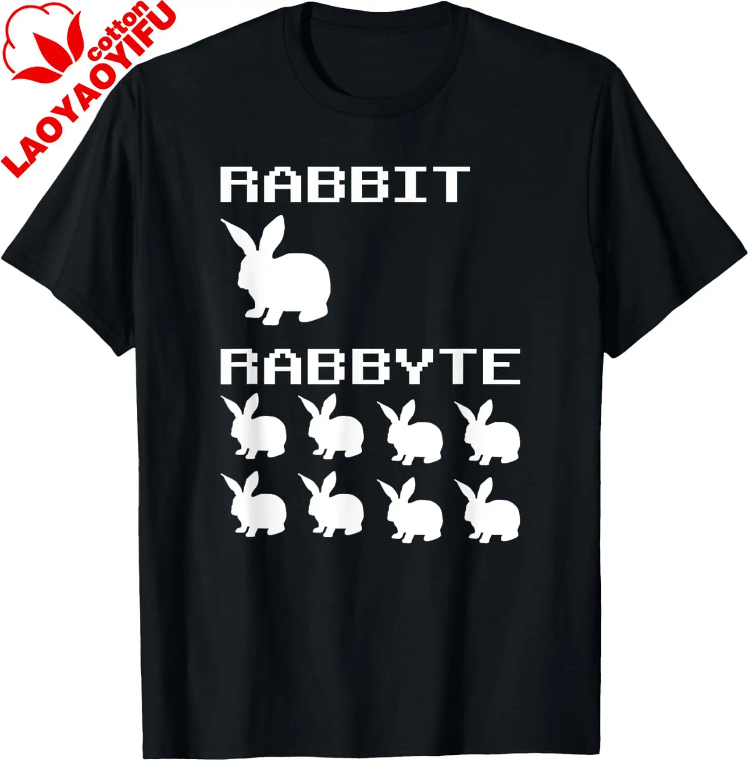 Rabbit & Rabbyte Computer Coding Nerds Jokes Programmer T-Shirt Couple Harajuku Kawayi Cotton Summer Tops