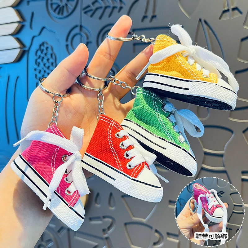 Chaveiro de sapato esportivo simulação mini sapatos de lona chaveiro feminino masculino geral saco de carro enforcamentos casal amigo presentes engraçados