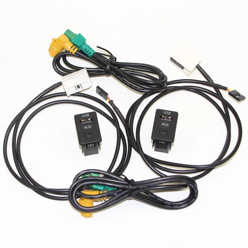 2 Set Car AUX & USB Switch Plug Adapter Cable Harness Pigtail VW CC 2009-2013 Tiguan Passat B6 B7 3CD 035 249 A 3CD035249A