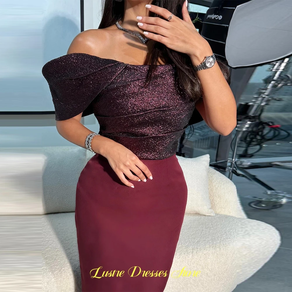 럭셔리 보트넥 이브닝 드레스, 정교한 버건디 저지 맞춤형 프롬 드레스, 모던 지퍼 백 특별 행사 가운