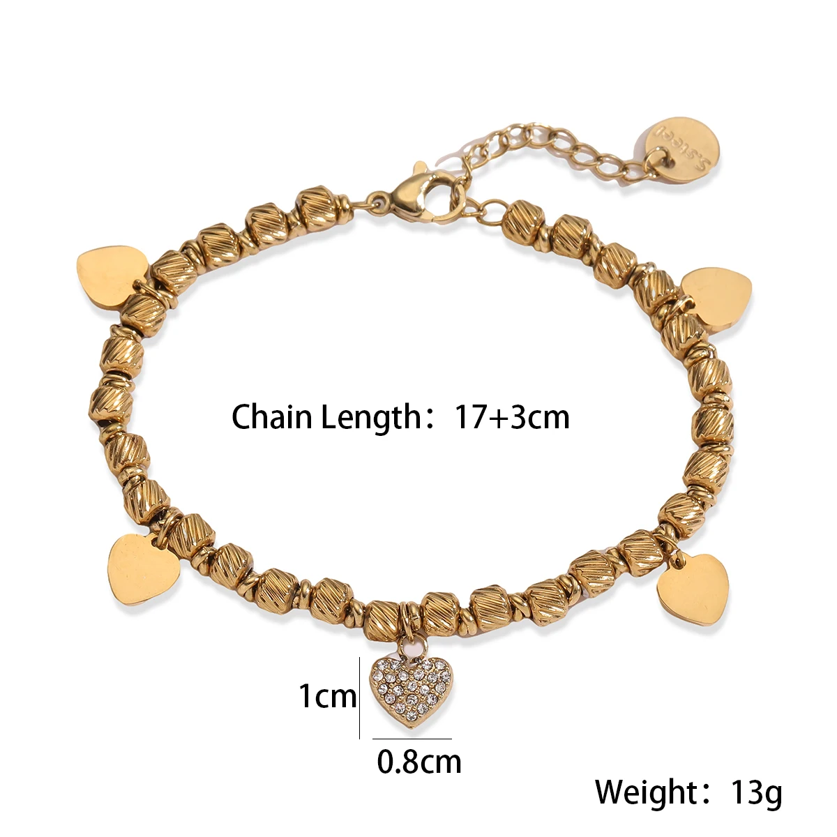 NEWBUY العصرية غير يتلاشى الفولاذ المقاوم للصدأ الخرز القلب سحر أساور للنساء مجوهرات اكسسوارات الحفلات