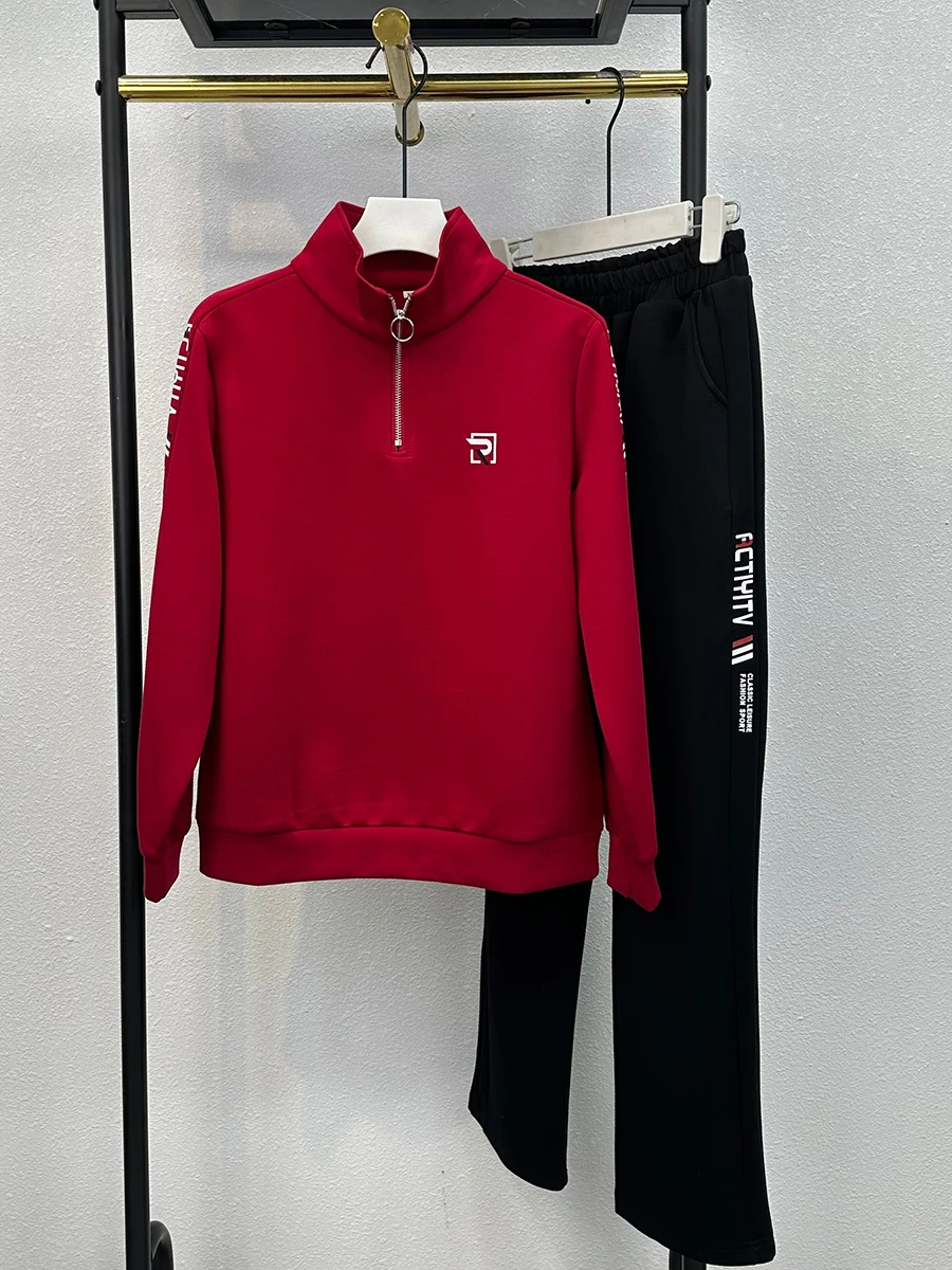 

Свободный спортивный костюм для женщин, весна 2025, новинка, повседневный свободный крой, одежда для мам, комплект из двух предметов: свитшот и брюки