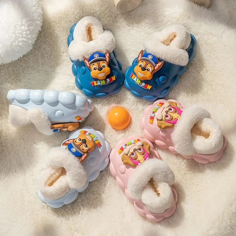 Children\'s Indoor Home Cotton Slippers Boys Girls Cute Cartoon Plush Warm Cotton Shoes For Winter