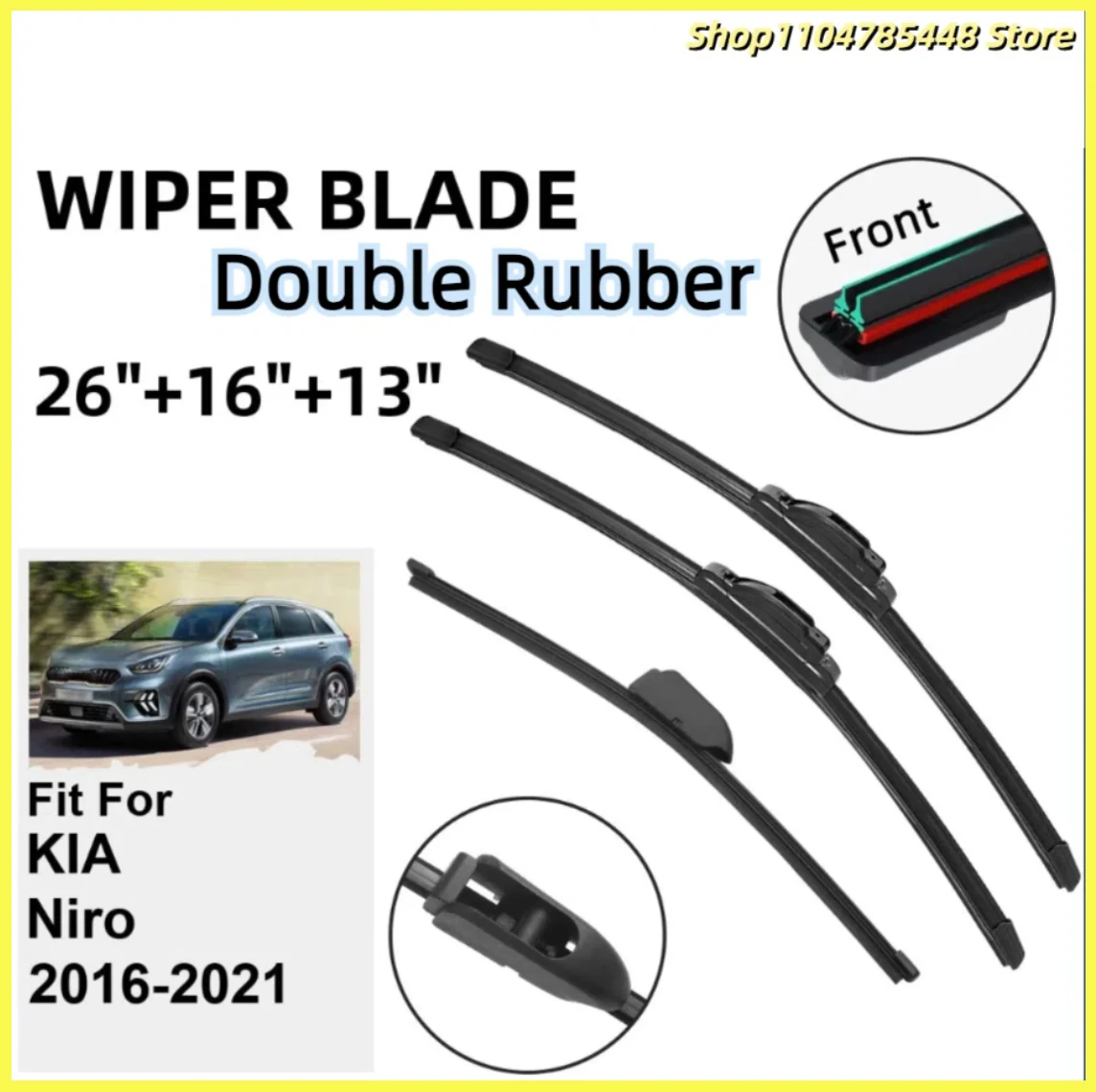 

Double Rubber Car Wiper Blades for KIA Niro 2016-2021 Windshield Wipers Rubber Car Accessories 2016 2017 2018 2019 2020 2021