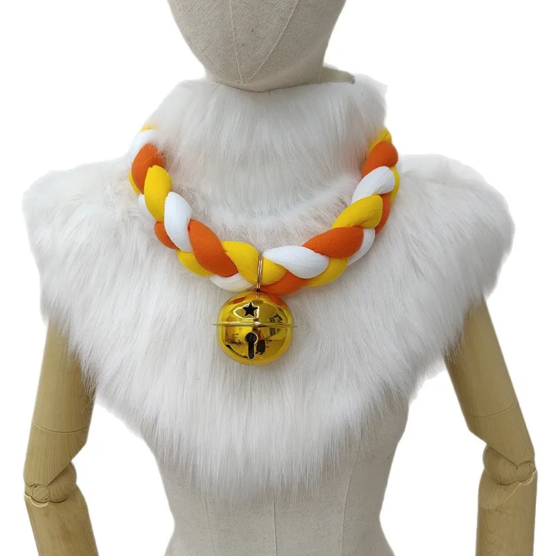 Fursuit Braided Choker Necklace Christmas Party Animal Cosplay Props Rope Braided Necklace Bell Collar Cosplay Costume image 5